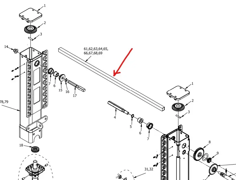 OMS LANDING GEAR CENTER SHAFT